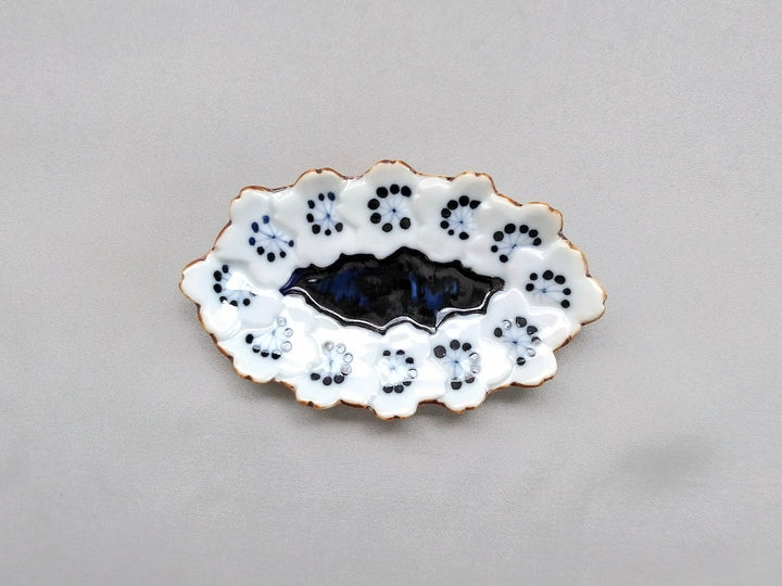 Small Plate with cherry blossom ellipse dyeing - Crafted By Jusen Kiln