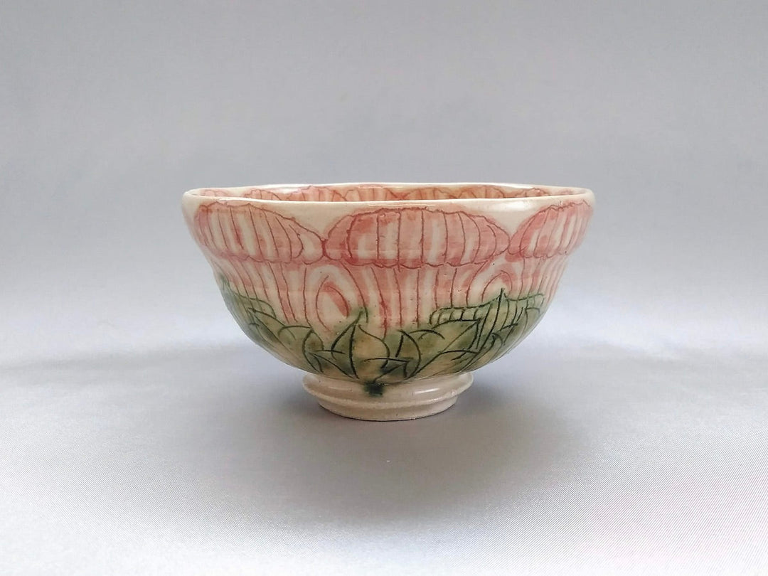 Small Rice Bowl with Peony Flower — Hand-Painted Japanese Pottery by Yoshihei Kato