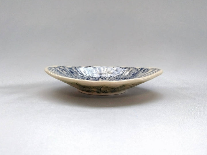 Peony Flower Diamond-Shaped Small Plate Blue - Crafted By Yoshihei Kato