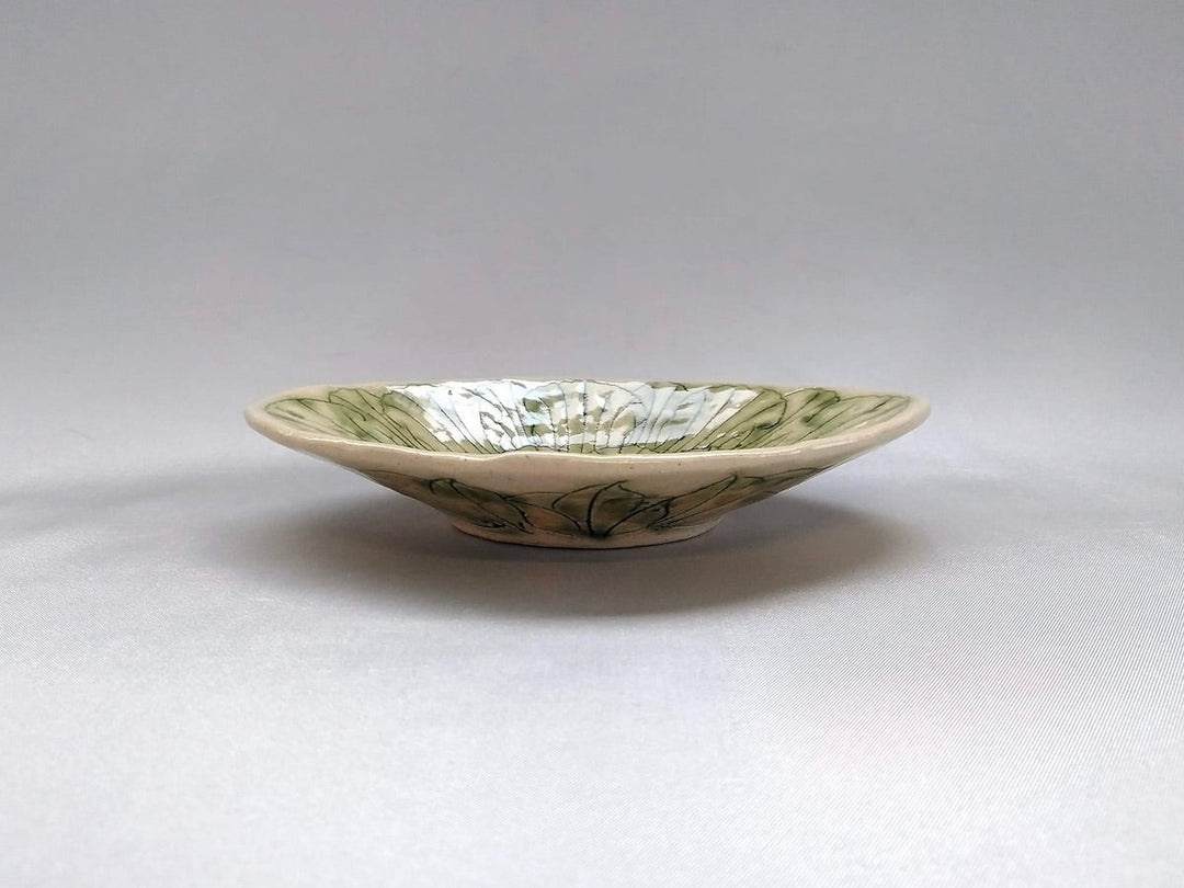 Peony Flower Diamond-Shaped Small Plate Green - Crafted By Yoshihei Kato
