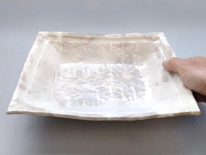 Large White Slip Long Square Bowl - Crafted By Hiroyuki Oguri