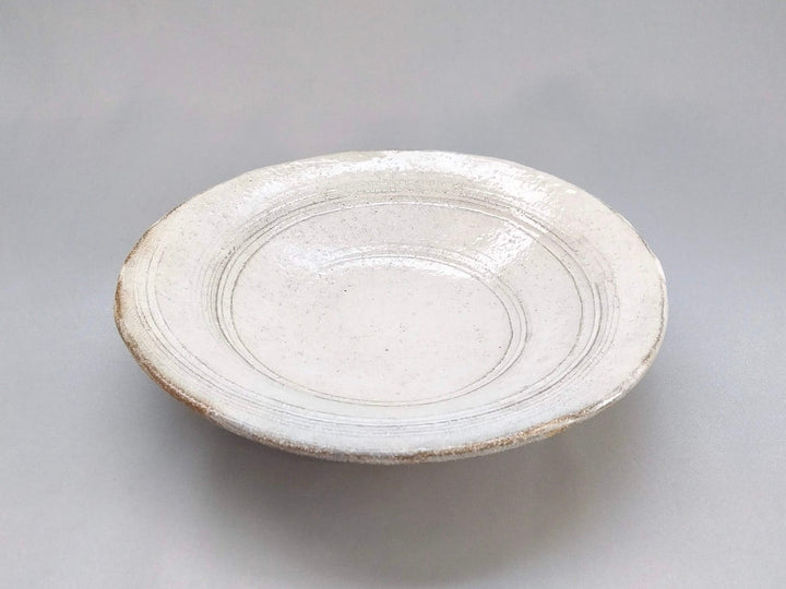 New White Slip-drawn 7-Sun Shallow Bowl - Crafted By Masahiro Kumagai