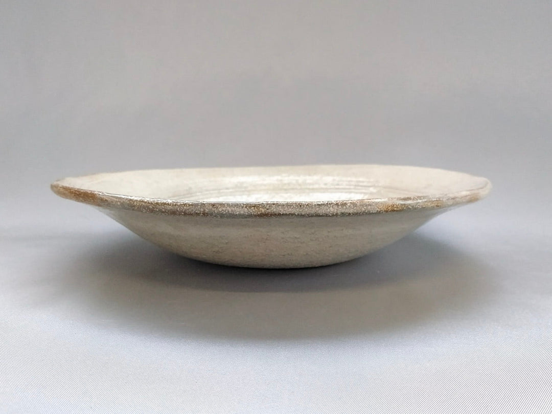 New White Slip-drawn 7-Sun Shallow Bowl - Crafted By Masahiro Kumagai