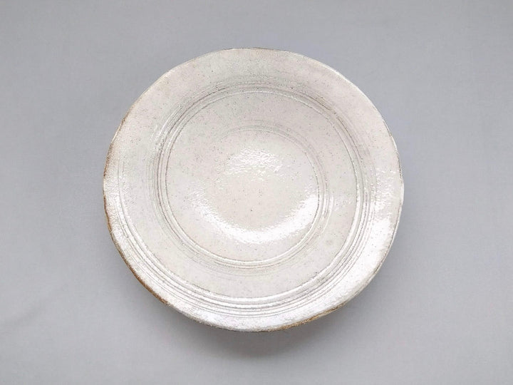 New White Slip-drawn 7-Sun Shallow Bowl - Crafted By Masahiro Kumagai