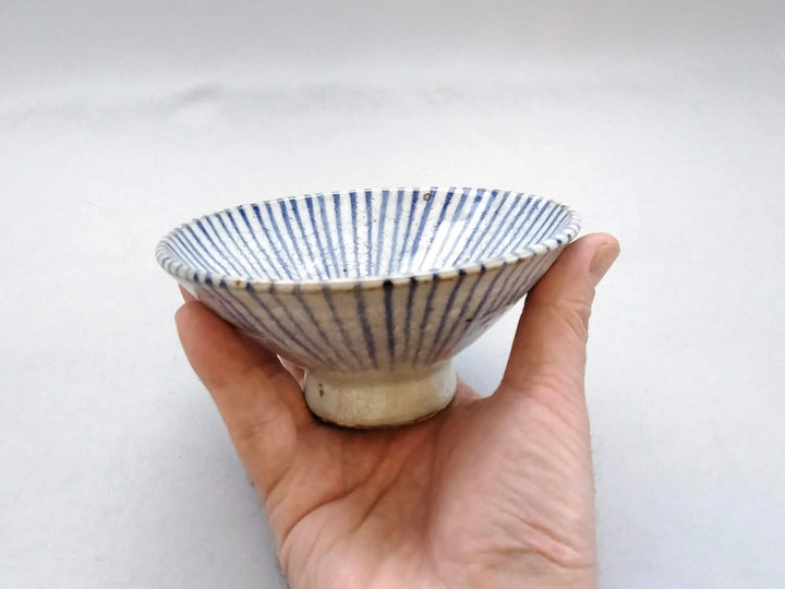 White Slip Tokusa Flat Rice Bowl Small Blue — Kiln-Fired Japanese Pottery by My Store