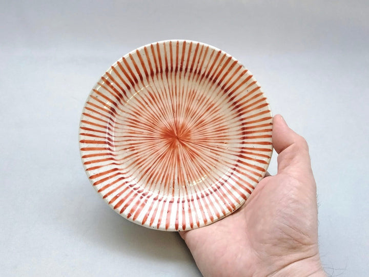 Konohiki Tokusa 5-Sun Rim Plate Red - Crafted By Shigehisa Miura