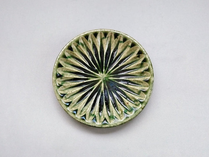 Oribe Ridged 5-Sun Plate — Hand-Glazed Japanese Pottery by Renji Nakagaki