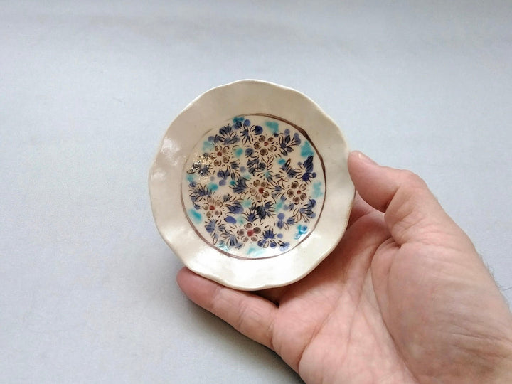 Colored calico 3-Sun Plate - Crafted By Masaaki Hibino