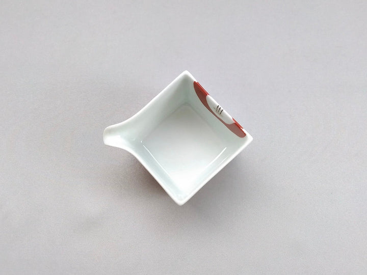 Red Camellia with one-sided Square Small - Crafted By Ippo Kiln