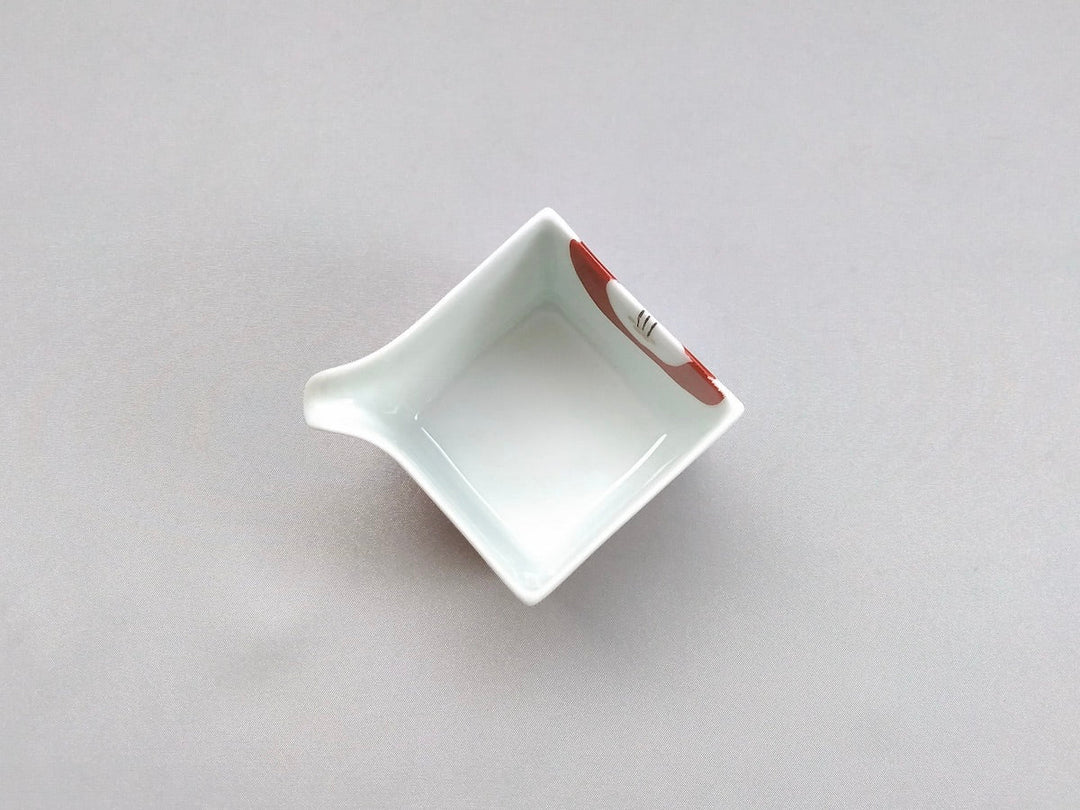 Red Camellia with one-sided Square Small - Crafted By Ippo Kiln