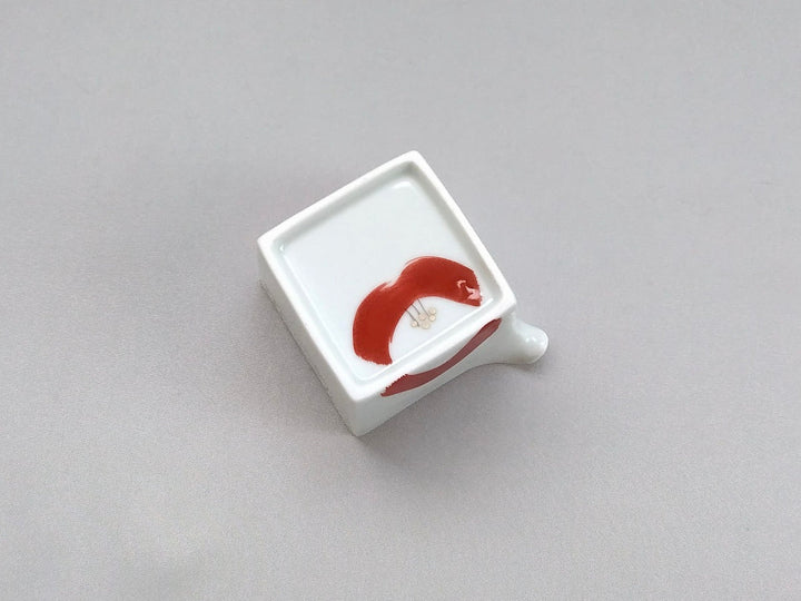 Red Camellia with one-sided Square Small - Crafted By Ippo Kiln