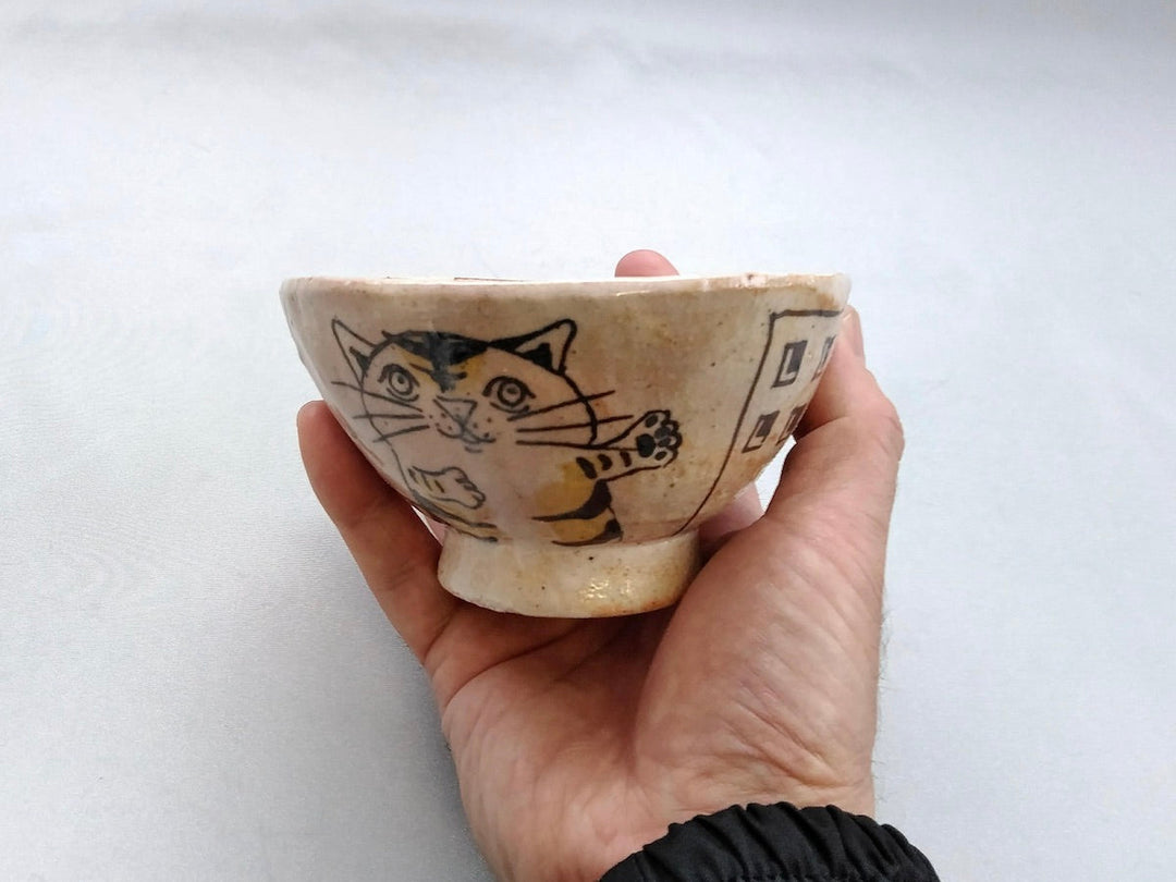 Oribe Children's Rice Bowl Street Tabby Cat - Crafted By Hiroshi Sato