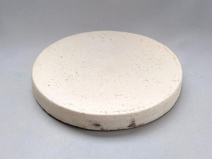 White Slip Taiko Round Plate - Crafted By Mikiyo Nakagawa