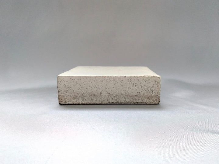 White Slip Taiko Square Plate - Crafted By Mikiyo Nakagawa