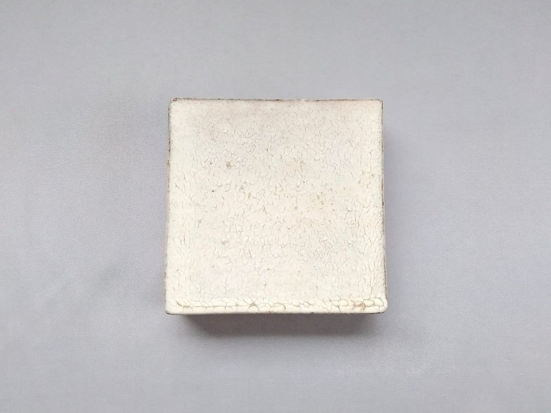 White Slip Taiko Square Plate - Crafted By Mikiyo Nakagawa