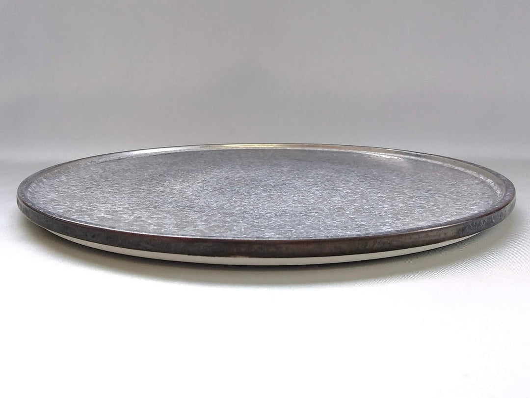Black yuzu Silver painted 27cm Round Plate with Edge - Crafted By Toetsu Kiln