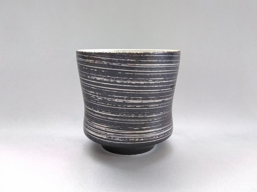 Black interior White Matte Silver kasuri wide goblet - Crafted By Toetsu Kiln