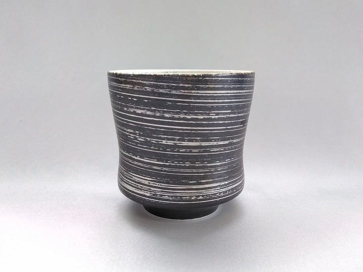 Black interior White Matte Silver kasuri wide goblet - Crafted By Toetsu Kiln