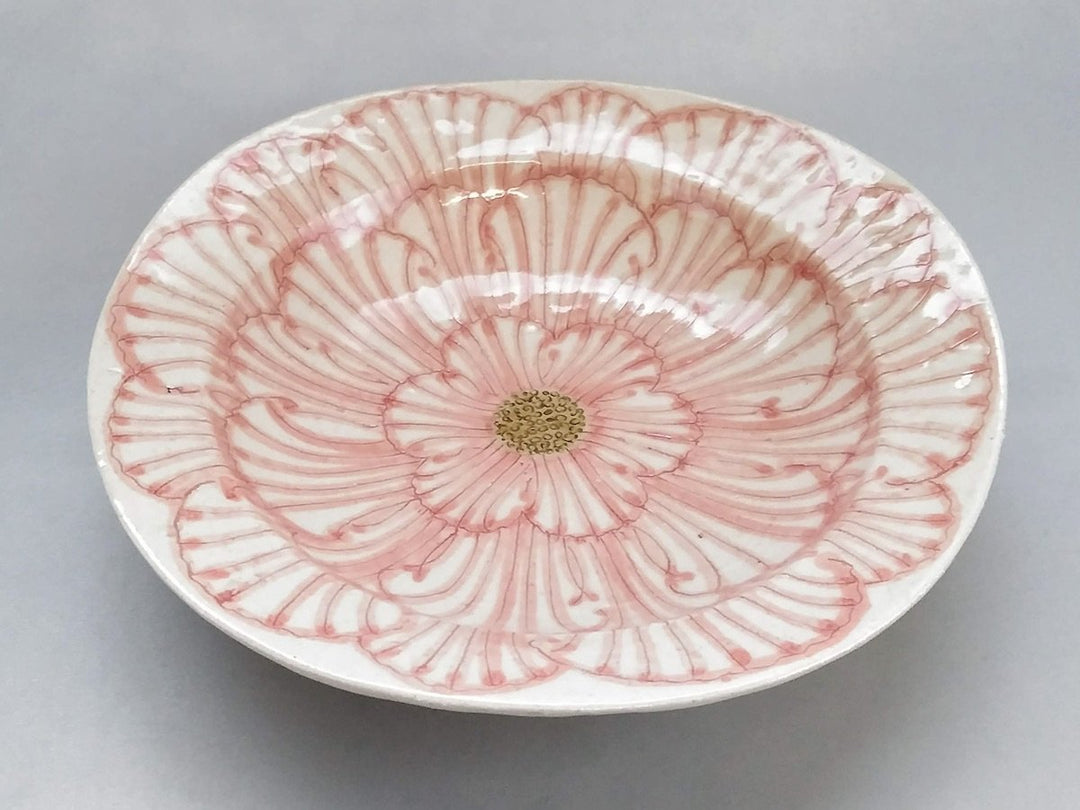Peony Pattern swaying Rim Deep Plate Red — Hand-Glazed Japanese Pottery by Yoshihei Kato