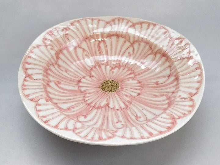 Peony Pattern swaying Rim Deep Plate Red — Hand-Glazed Japanese Pottery by Yoshihei Kato