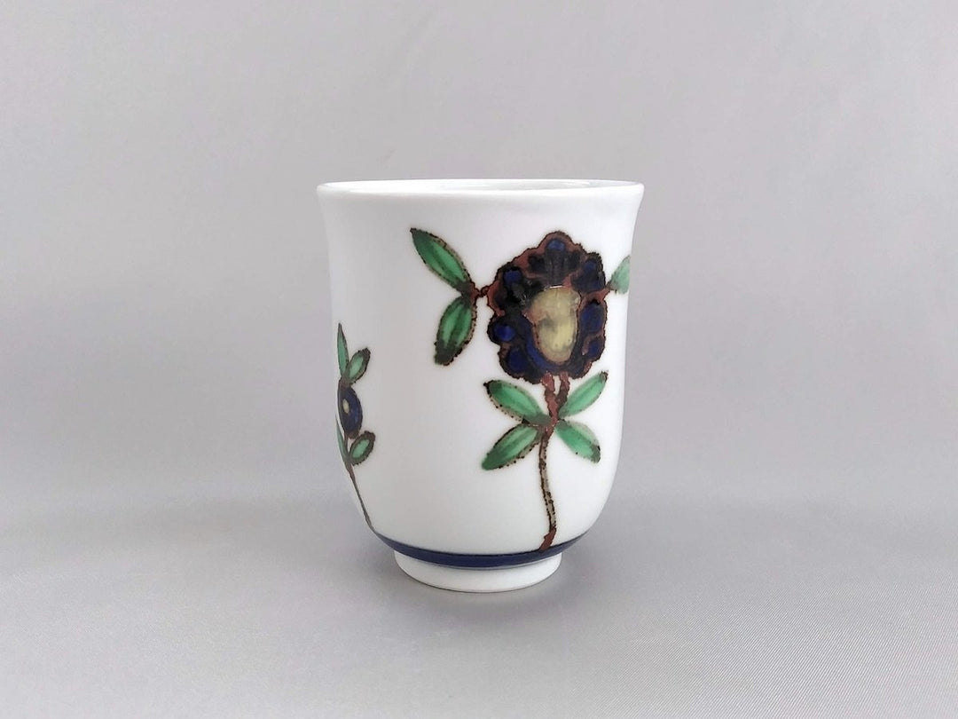 Large Colored Pottery Flower Pattern Tea Cup - Crafted By Bunzo Kiln