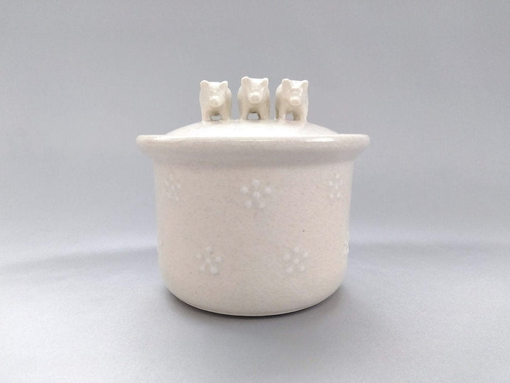 Ceramic lid White 3 pigs - Crafted By Ryo Makita