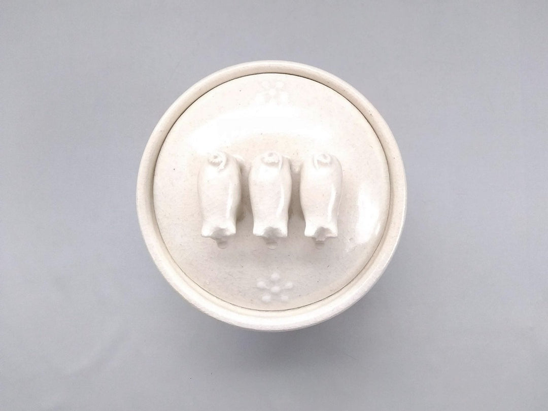Ceramic lid White 3 pigs - Crafted By Ryo Makita
