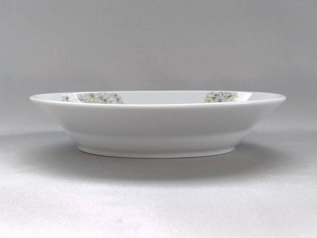 Large Colored Chrysanthemum Oval Bowl - Crafted By Tokushichi Kiln