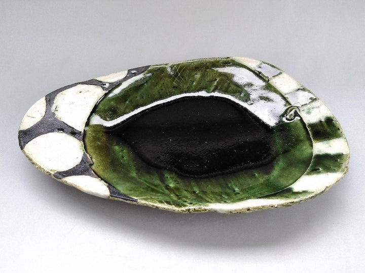 Oribe Black and White circle Striped Egg Plate size - Crafted By Kazuhito Yamamoto