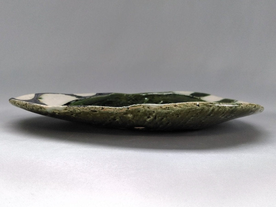 Oribe Black and White circle Striped Egg Plate size - Crafted By Kazuhito Yamamoto