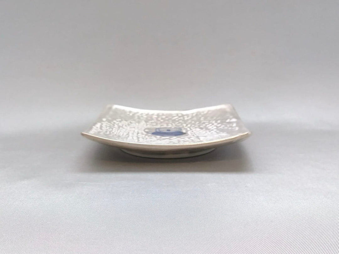 9cm Square Plate with Silver dyeing iron kettle - Crafted By Fukuju Kiln