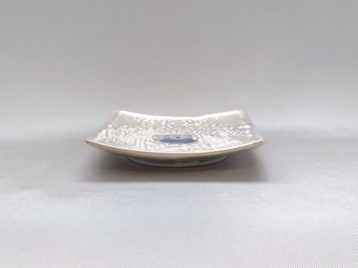 9cm Square Plate with Silver dyeing iron kettle - Crafted By Fukuju Kiln