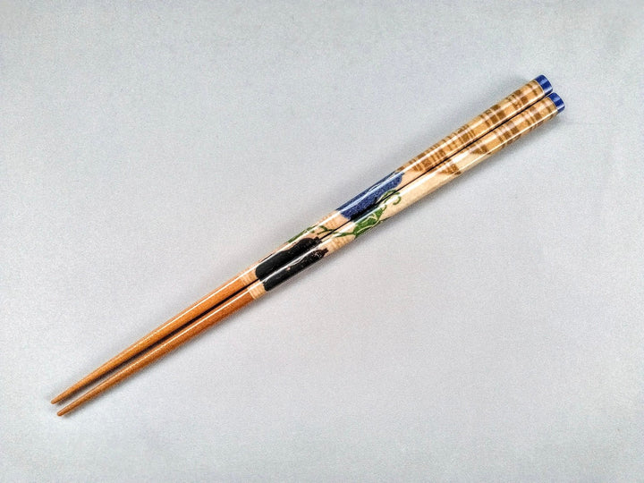 Natural Wooden Chopsticks Loofah Blue - Crafted By Hashikura Matsukan