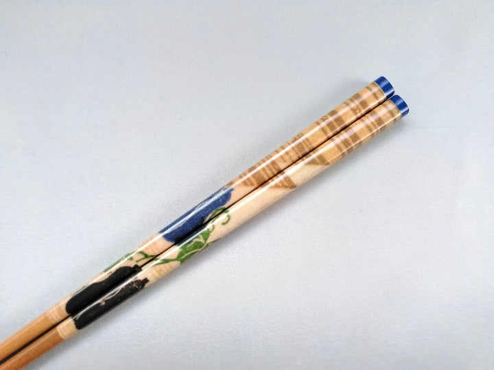 Natural Wooden Chopsticks Loofah Blue - Crafted By Hashikura Matsukan