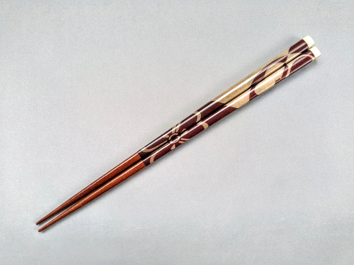 Natural Wooden Chopsticks with Flower Pattern - Crafted By Hashikura Matsukan