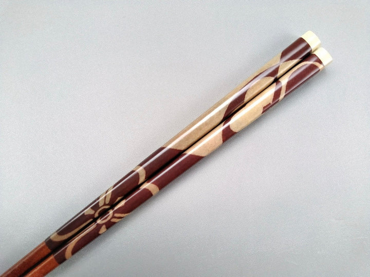 Natural Wooden Chopsticks with Flower Pattern - Crafted By Hashikura Matsukan