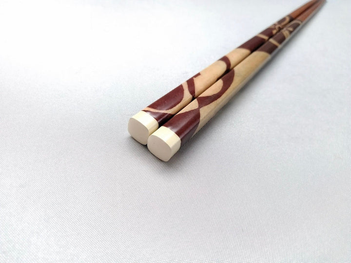 Natural Wooden Chopsticks with Flower Pattern - Crafted By Hashikura Matsukan