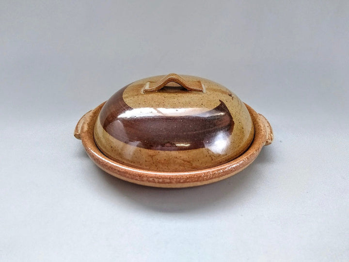 Brush-wrapped 6.5-Sun Round ceramic Plate with lid - Crafted By Anraku Kiln