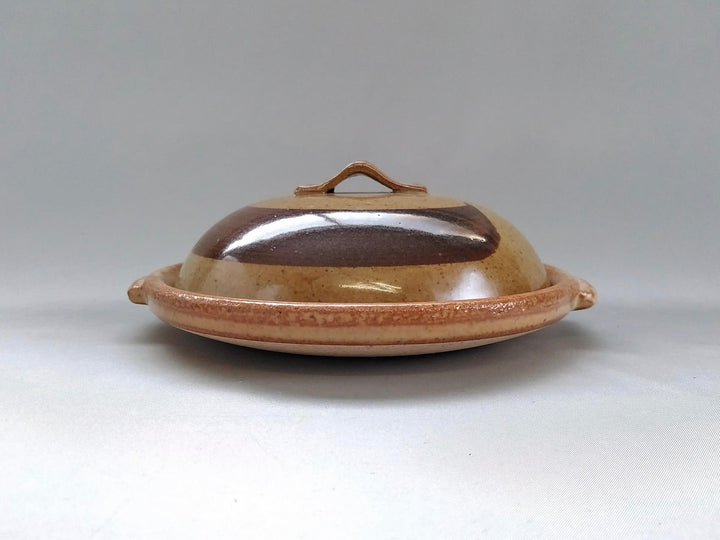 Brush-wrapped 6.5-Sun Round ceramic Plate with lid - Crafted By Anraku Kiln