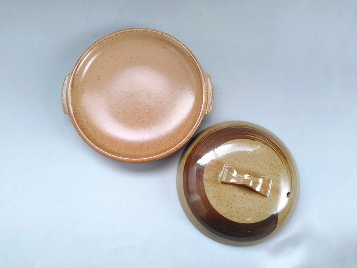 Brush-wrapped 6.5-Sun Round ceramic Plate with lid - Crafted By Anraku Kiln