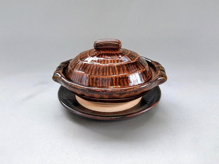 Brown Oval gratin with Plate - Crafted By Anraku Kiln