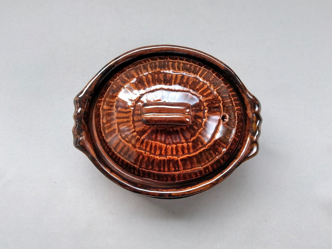 Brown Oval gratin with Plate - Crafted By Anraku Kiln