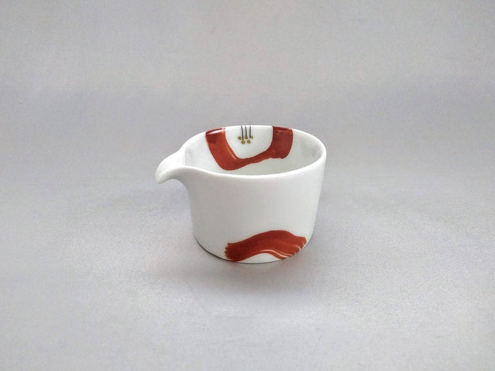 Red-painted Camellia Katakuchi Sake Pourer Kozukemaru - Crafted By Ippo Kiln