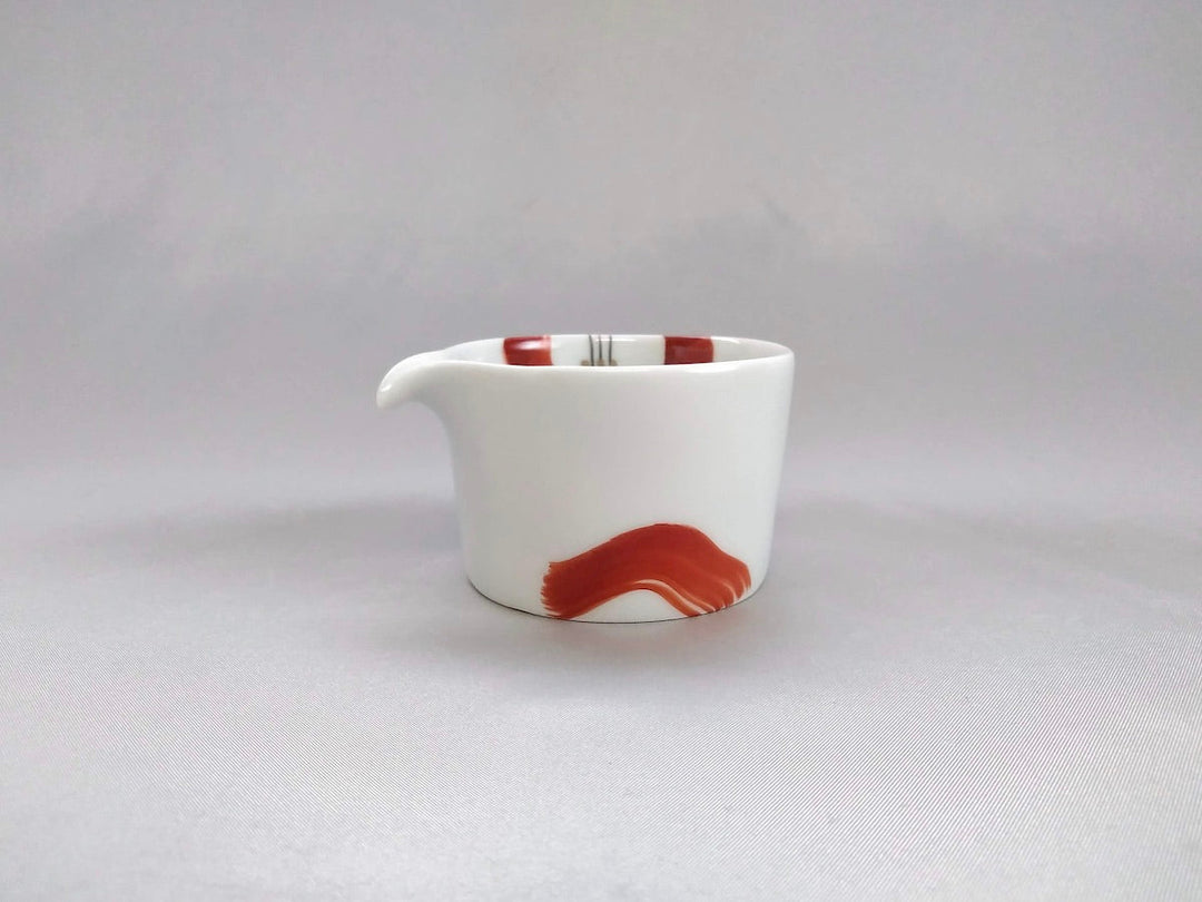 Red-painted Camellia Katakuchi Sake Pourer Kozukemaru - Crafted By Ippo Kiln