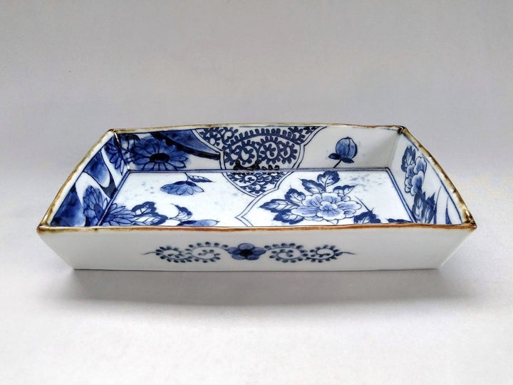 Sometsuke Peony octopus Arabesque box Plate - Crafted By Kanemon Kiln