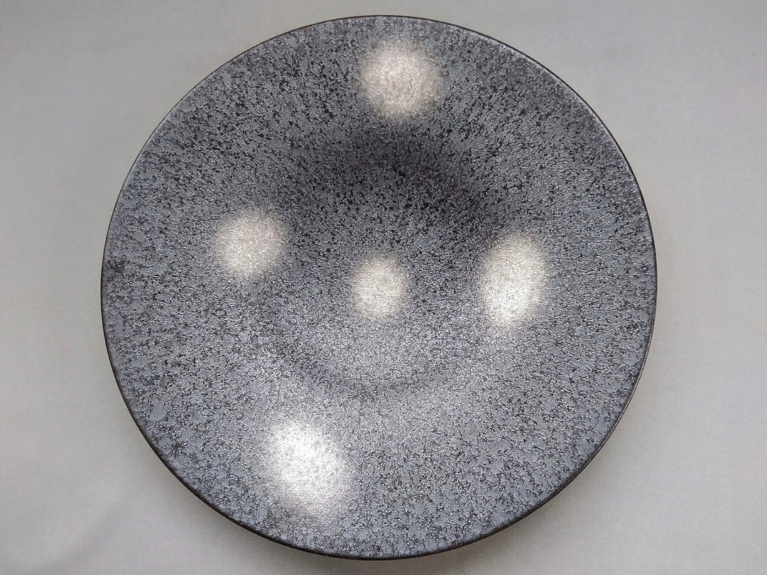 Five-sided Silver-blown 26cm Flat Plate — Hand-Glazed Japanese Porcelain by Toetsu Kiln