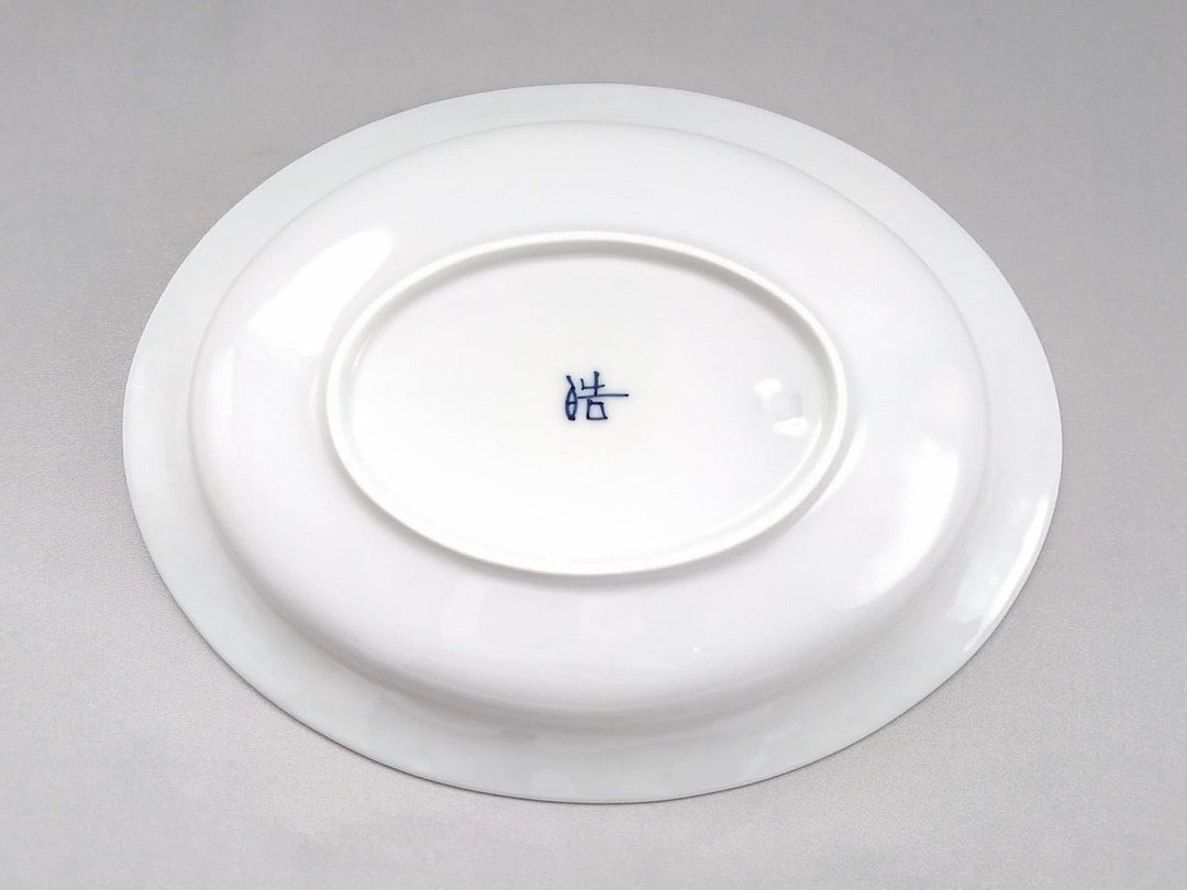 Rim Oval Plate with Underglazed Flowers - Crafted By Koyo Kiln