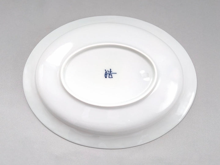 Rim Oval Plate with Underglazed Flowers - Crafted By Koyo Kiln