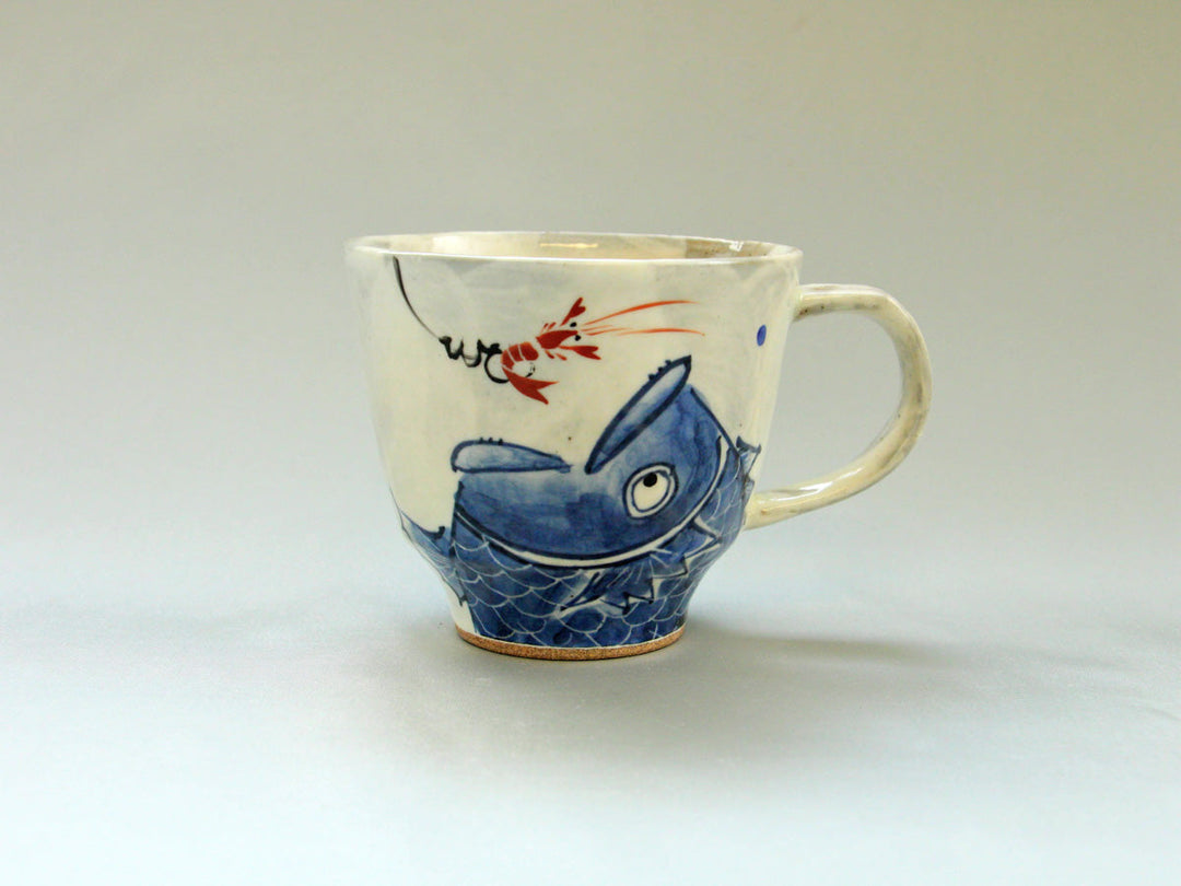 Shrimp and sea bream Mug Blue - Crafted By Pottery Raku