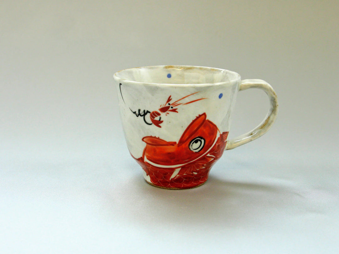 Shrimp and sea bream Mug Red - Crafted By Pottery Raku